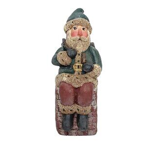 Folk Art Christmas Santa Claus Figurine Sitting On Chimney Bag Toys Gail Laura